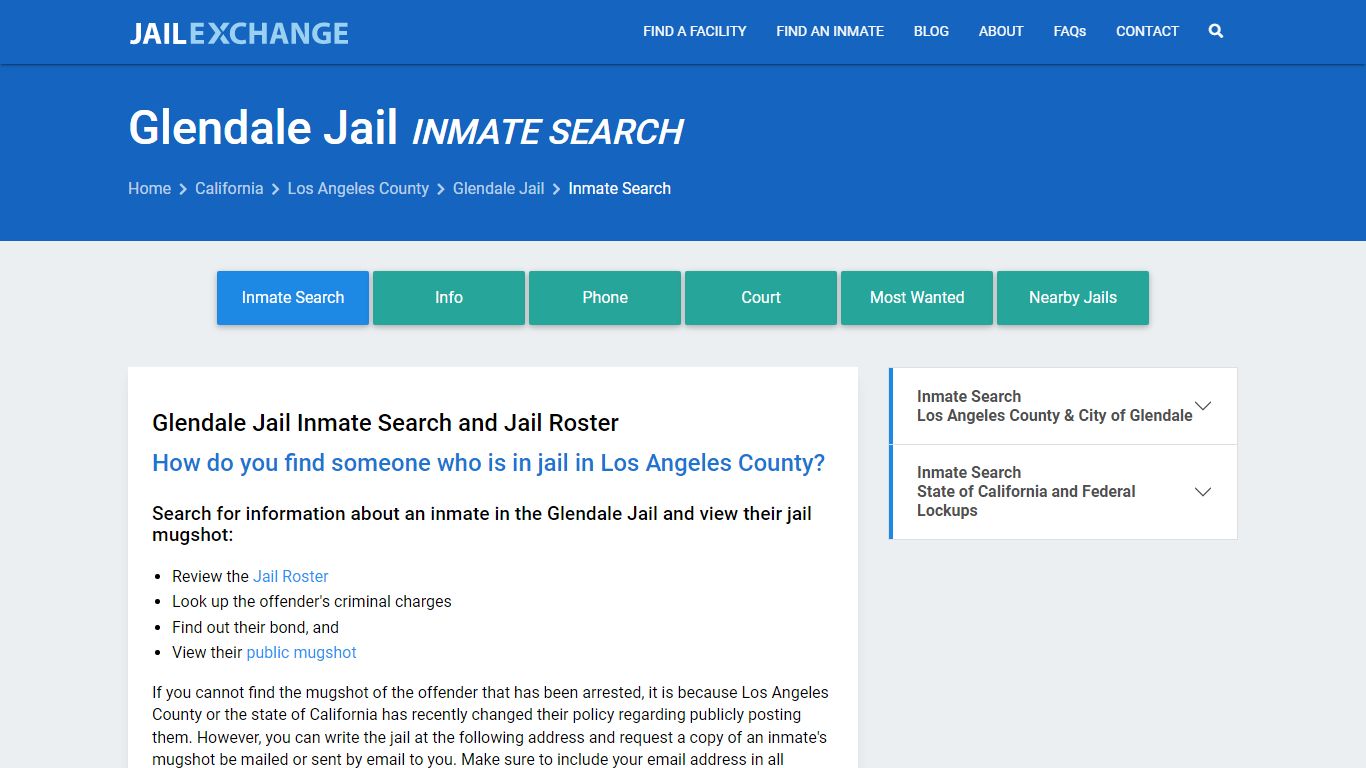 Inmate Search: Roster & Mugshots - Glendale Jail, CA